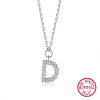 Sterling Silver White Gold Plated Vintage Style Simple Style Letter Plating Inlay Zircon Pendant Necklace sku image 1