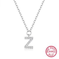 Sterling Silver White Gold Plated Vintage Style Simple Style Letter Plating Inlay Zircon Pendant Necklace sku image 2