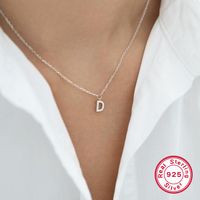 Sterling Silver White Gold Plated Vintage Style Simple Style Letter Plating Inlay Zircon Pendant Necklace main image 5
