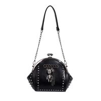 Women's Small Pu Leather Little Bear Streetwear Tassel Rivet Buckle Dome Bag main image 5