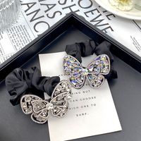 Women's Sweet Simple Style Butterfly Cloth Inlay Artificial Crystal Rhinestones Hair Tie main image 6