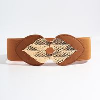 Simple Style Classic Style Solid Color Pu Leather Alloy Metal Button Women's Leather Belts sku image 1