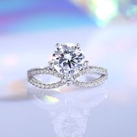 Plata Esterlina Elegante Corona Embutido Diamantes De Imitación Moissanita Anillos main image 1