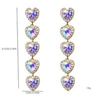 1 Pair Cute Romantic Sweet Heart Shape Inlay Alloy Glass Drop Earrings main image 2