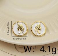 1 Pair Vintage Style Human Round Copper 18K Gold Plated Ear Studs main image 2
