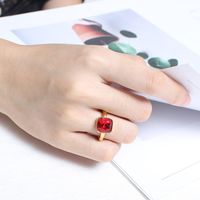 Stainless Steel 18K Gold Plated Simple Style Classic Style Plating Inlay Square Artificial Crystal Rings main image 8