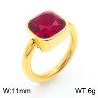 Stainless Steel 18K Gold Plated Simple Style Classic Style Plating Inlay Square Artificial Crystal Rings main image 4