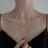 Sterling Silver Simple Style Classic Style Solid Color Plating Inlay Zircon Double Layer Necklaces main image 1