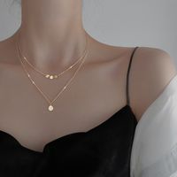 Sterling Silver Simple Style Classic Style Solid Color Plating Inlay Zircon Double Layer Necklaces main image 3