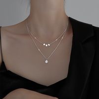 Sterling Silver Simple Style Classic Style Solid Color Plating Inlay Zircon Double Layer Necklaces main image 4