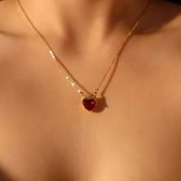 201 Stainless Steel 304 Stainless Steel Zircon 18K Gold Plated Casual Simple Style Plating Inlay Heart Shape Crown Zircon Pendant Necklace main image 1