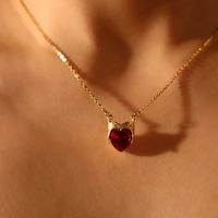 201 Stainless Steel 304 Stainless Steel Zircon 18K Gold Plated Casual Simple Style Plating Inlay Heart Shape Crown Zircon Pendant Necklace main image 5