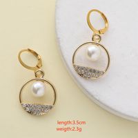 1 Piece Sweet Simple Style Round Letter Bow Knot Hollow Out Inlay Alloy Pearl Zircon Drop Earrings main image 2