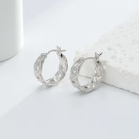 1 Pair Simple Style Solid Color Hollow Out Sterling Silver Earrings main image 4