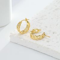1 Pair Simple Style Solid Color Hollow Out Sterling Silver Earrings main image 9