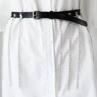 Simple Style Classic Style Solid Color Pu Leather Alloy Chain Women's Leather Belts main image 5