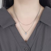 Sterling Silver Simple Style Classic Style Solid Color Plating Inlay Zircon Double Layer Necklaces main image 7