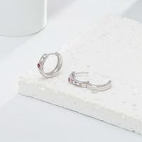 1 Pair Simple Style Round Rhombus Sterling Silver Inlay Zircon White Gold Plated Gold Plated Earrings main image 8