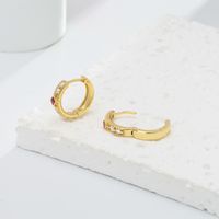 1 Pair Simple Style Round Rhombus Sterling Silver Inlay Zircon White Gold Plated Gold Plated Earrings main image 7