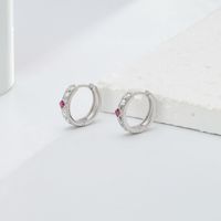 1 Pair Simple Style Round Rhombus Sterling Silver Inlay Zircon White Gold Plated Gold Plated Earrings main image 3