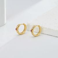 1 Pair Simple Style Round Rhombus Sterling Silver Inlay Zircon White Gold Plated Gold Plated Earrings main image 4