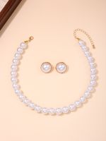 Retro Simple Style Solid Color Plastic Ferroalloy Inlay Pearl Women's Necklace main image 6