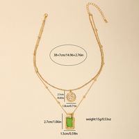 Wholesale Jewelry Nordic Style Simple Style Round Rectangle Alloy Chain Double Layer Necklaces main image 2