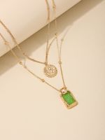 Wholesale Jewelry Nordic Style Simple Style Round Rectangle Alloy Chain Double Layer Necklaces main image 3