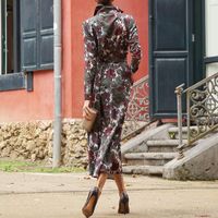 Women's Regular Dress Vintage Style Turndown Printing Pocket Long Sleeve Printing Maxi Long Dress Daily main image 3