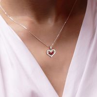 Simple Style Shiny Heart Shape Copper Zircon Pendant Necklace In Bulk sku image 1