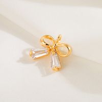 1 Piece 10.4*8.7 11.2*5.3 25.3 * Mm Hole 1~1.9mm Hole 2~2.9mm Copper Zircon 18K Gold Plated Bow Knot Polished Pendant main image 3