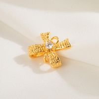 1 Piece 10.4*8.7 11.2*5.3 25.3 * Mm Hole 1~1.9mm Hole 2~2.9mm Copper Zircon 18K Gold Plated Bow Knot Polished Pendant main image 5