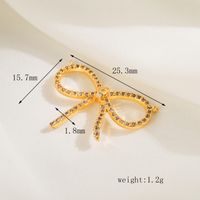 1 Piece 10.4*8.7 11.2*5.3 25.3 * Mm Hole 1~1.9mm Hole 2~2.9mm Copper Zircon 18K Gold Plated Bow Knot Polished Pendant sku image 4