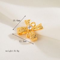 1 Piece 10.4*8.7 11.2*5.3 25.3 * Mm Hole 1~1.9mm Hole 2~2.9mm Copper Zircon 18K Gold Plated Bow Knot Polished Pendant sku image 1