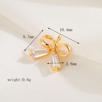 1 Piece 10.4*8.7 11.2*5.3 25.3 * Mm Hole 1~1.9mm Hole 2~2.9mm Copper Zircon 18K Gold Plated Bow Knot Polished Pendant sku image 2