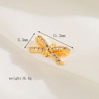 1 Piece 10.4*8.7 11.2*5.3 25.3 * Mm Hole 1~1.9mm Hole 2~2.9mm Copper Zircon 18K Gold Plated Bow Knot Polished Pendant sku image 3