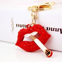 Sexy Lips Alloy Plating Inlay Rhinestones Women's Bag Pendant Keychain sku image 1