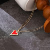 Einfacher Stil Glänzend Herzform Kupfer Zirkon Halskette Mit Anhänger In Masse sku image 2