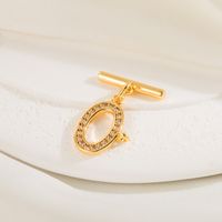 1 Piece 21 * 12mm Copper Zircon 14K Gold Plated Circle Polished OT Buckle Jewelry Buckle main image 6