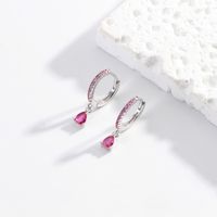 1 Pair Luxurious Round Water Droplets Inlay Sterling Silver Zircon Drop Earrings main image 10
