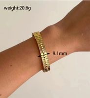 Stainless Steel 18K Gold Plated Casual Solid Color Bangle main image 2