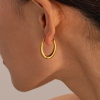1 Pair Elegant Simple Style Solid Color Polishing Plating 304 Stainless Steel 18K Gold Plated Earrings main image 4