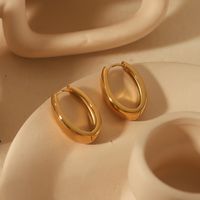 1 Pair Elegant Simple Style Solid Color Polishing Plating 304 Stainless Steel 18K Gold Plated Earrings main image 5