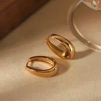 1 Pair Elegant Simple Style Solid Color Polishing Plating 304 Stainless Steel 18K Gold Plated Earrings main image 1