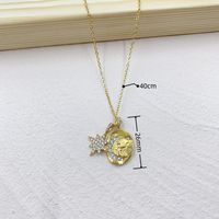 Stainless Steel 18K Gold Plated Vintage Style Simple Style Inlay Star Moon Lightning Artificial Pearls Zircon Pendant Necklace main image 9