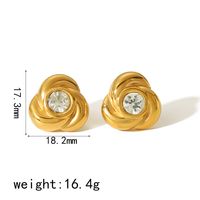 1 Pair Glam Luxurious Rose Polishing Plating Inlay 304 Stainless Steel Zircon 18K Gold Plated Ear Studs main image 2