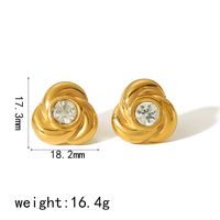 1 Par Glamour Lujoso Rosa Pulido Enchapado Embutido Acero Inoxidable 304 Circón Chapados en oro de 18k Pendientes sku image 1