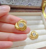 1 Pair Glam Luxurious Rose Polishing Plating Inlay 304 Stainless Steel Zircon 18K Gold Plated Ear Studs main image 4