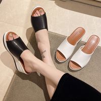 Women's Casual Color Block Round Toe Wedge Slippers main image 4