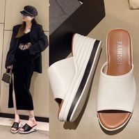 Women's Casual Color Block Round Toe Wedge Slippers main image 5
